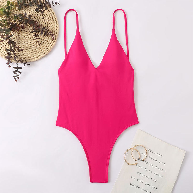 Dame Deep V-udskæring Badedragt Body Stilla