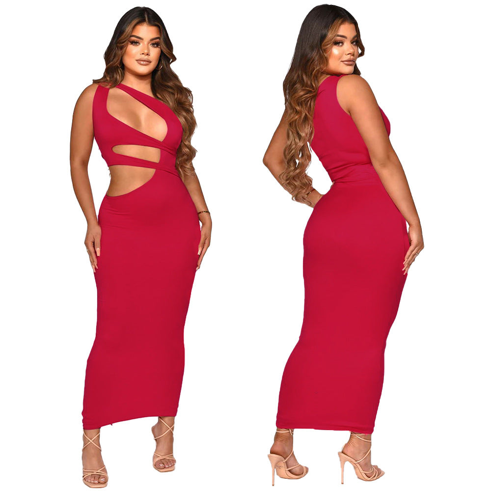 Dame Cut-Out Maxikjole med asymmetrisk design og figursyet snit Stilla