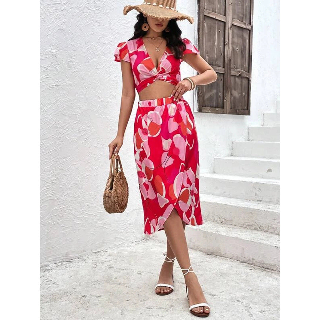 Dame Crop-Top og Nederdel Sæt Stilla