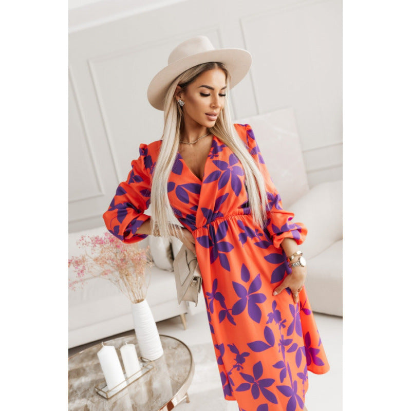 Dame Elegant Blomsteret Wrap Kjole Stilla