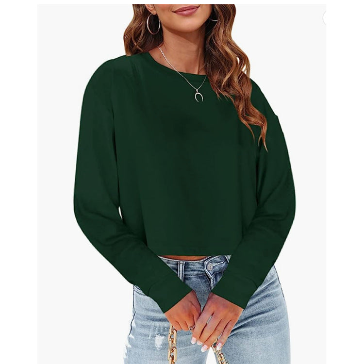 Dame Cropped Langærmet T-shirt med Pufærmer Stilla