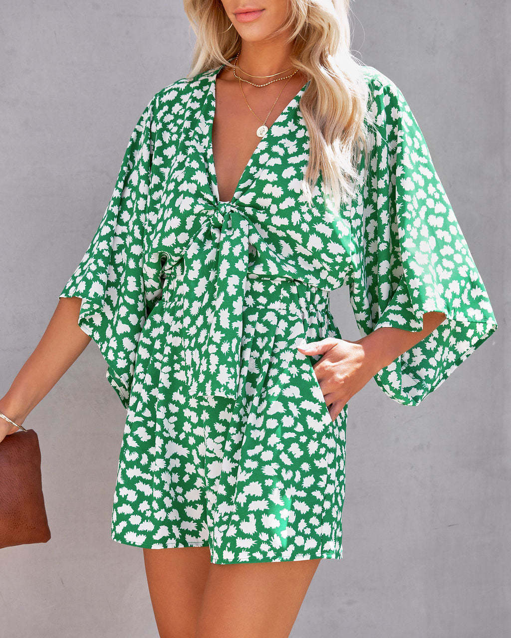 Dame Let og luftig sommer jumpsuit sæt med knude detalje Stiila