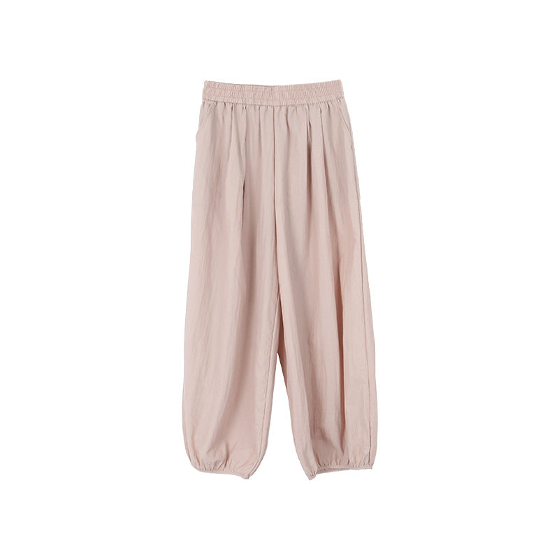 Dame afslappede højtaljede fritidsbukser med elastisk talje og lommer Stilla