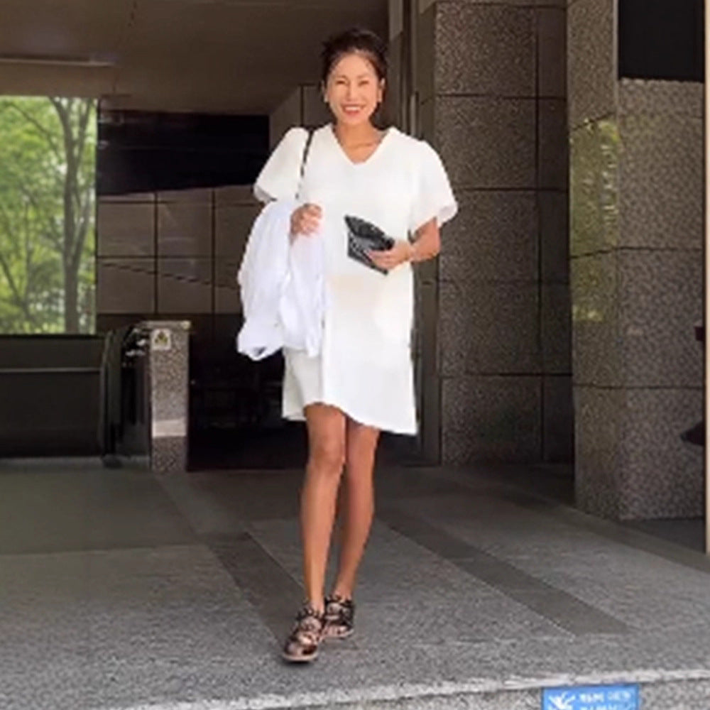 Dame A-linie kjole med elegante pufærmer Stilla