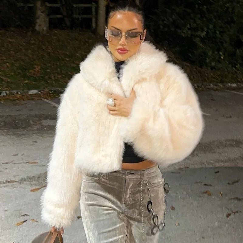 Dame Krammelig Cropped Jakke med elegant Krave Stilla