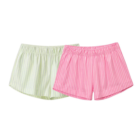 Dame natshorts med elastisk bånd og fint stribet mønster Stilla