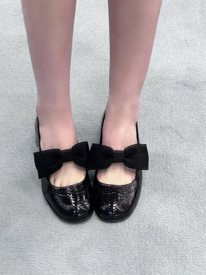 Dame Dekorativ Sløjfe-Detalje Ballerina Flade Stilla