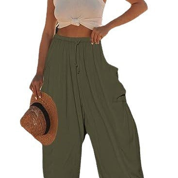 Dame afslappet haremsbukser med praktiske sidelommer og elastisk talje Stilla