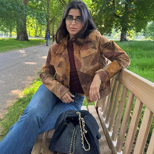 Dame cropped ruskindsjakke Stilla