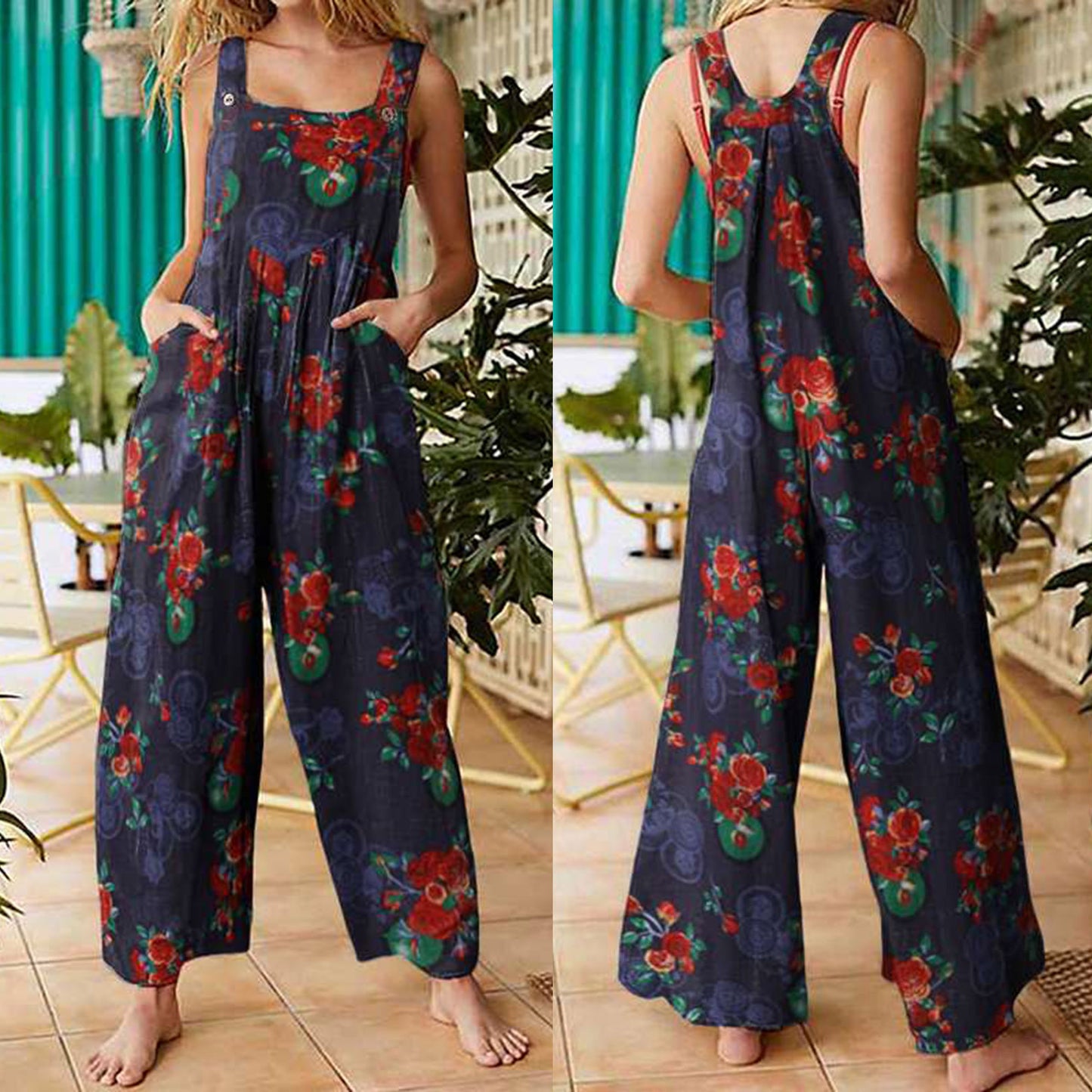Femme justerbar stroppeskind jumpsuit Stilla