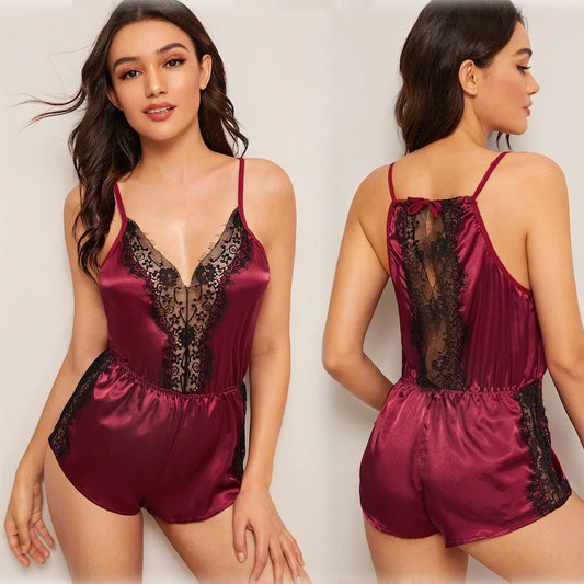 Dame Satin Spids Jumpsuit Sæt Stilla
