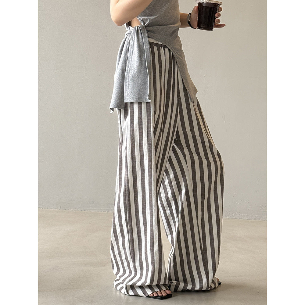 Dame afslappet linnedragt med brede striber Stilla