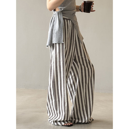 Dame afslappet linnedragt med brede striber Stilla