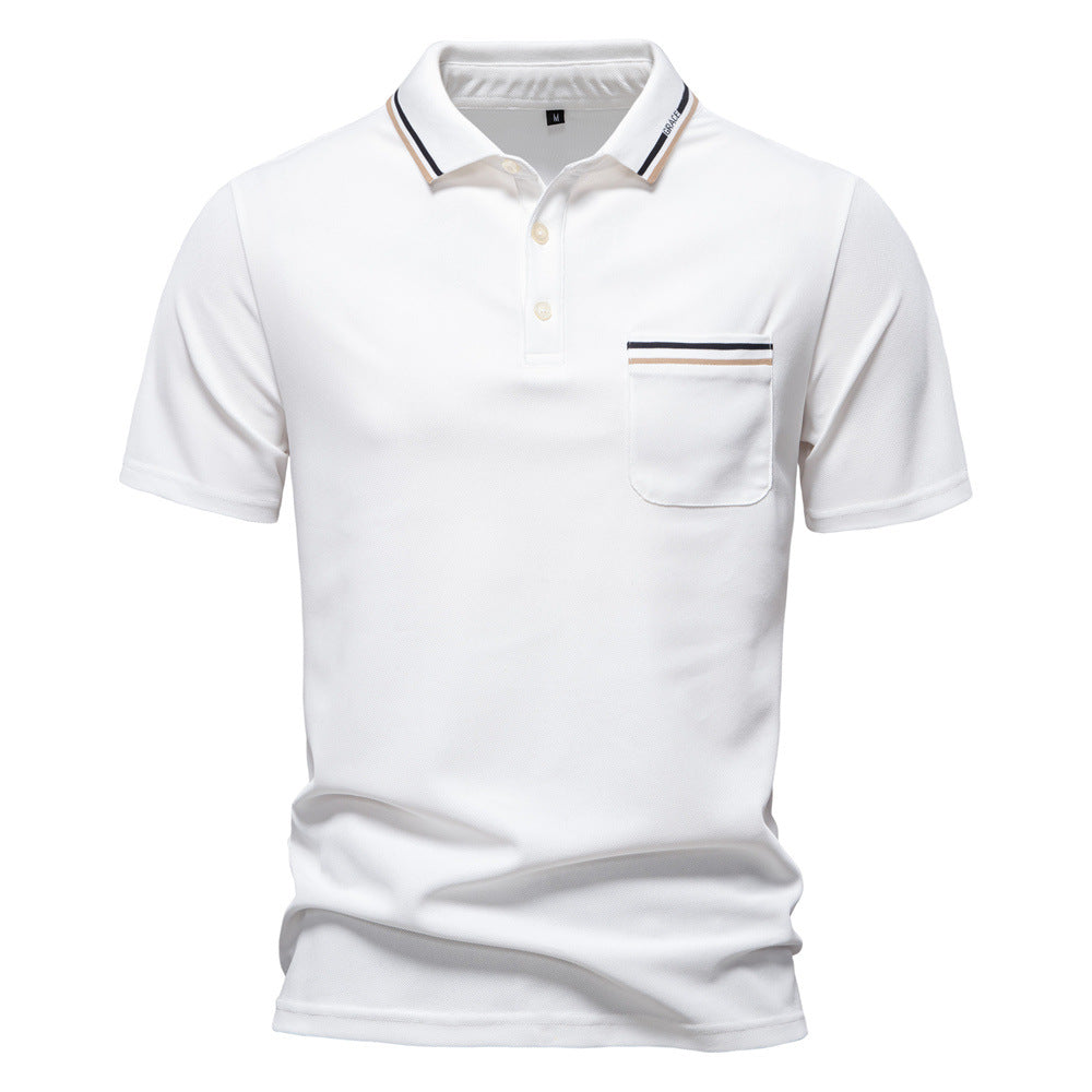Herre polo T-shirt med elegante kontraststriber og praktisk brystlomme Stilla