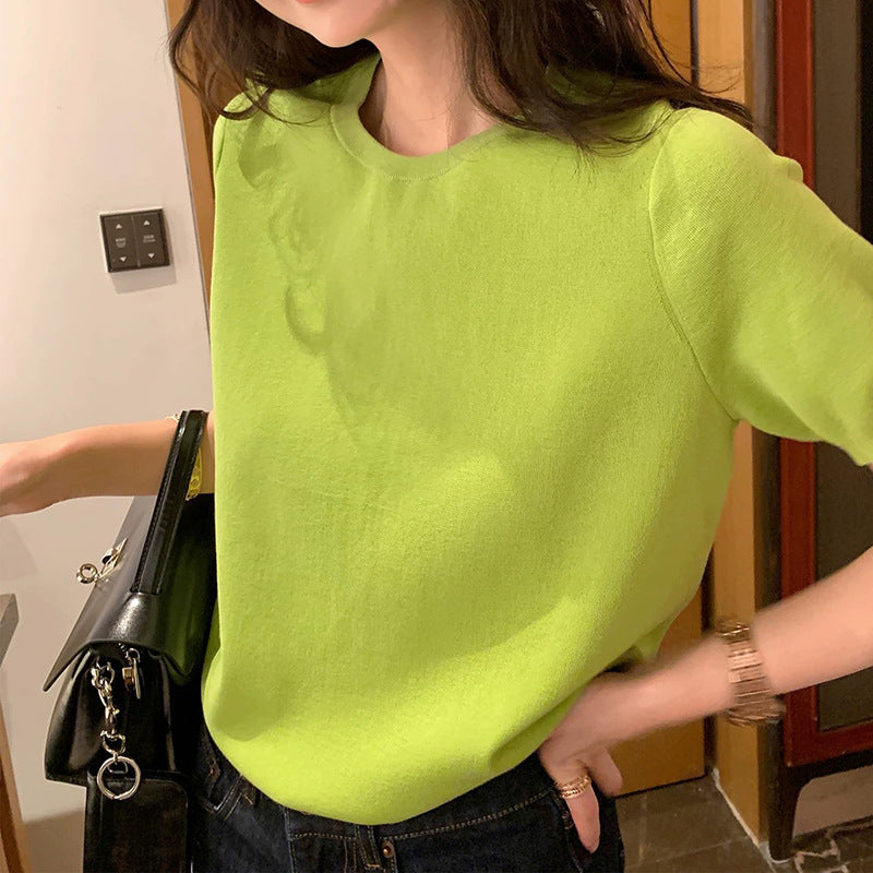 Dame afslappet bomulds overdel med minimalistisk skæring og elastisk talje Stilla