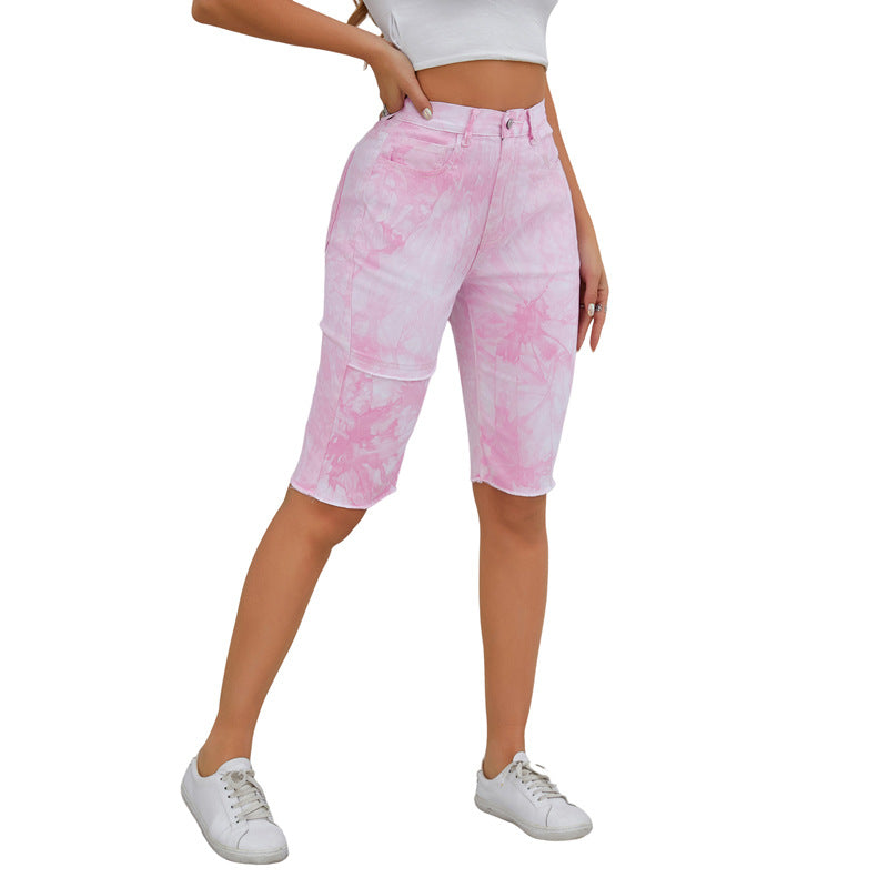 Dame afslappede denim shorts med høj talje og stil mønster Stilla