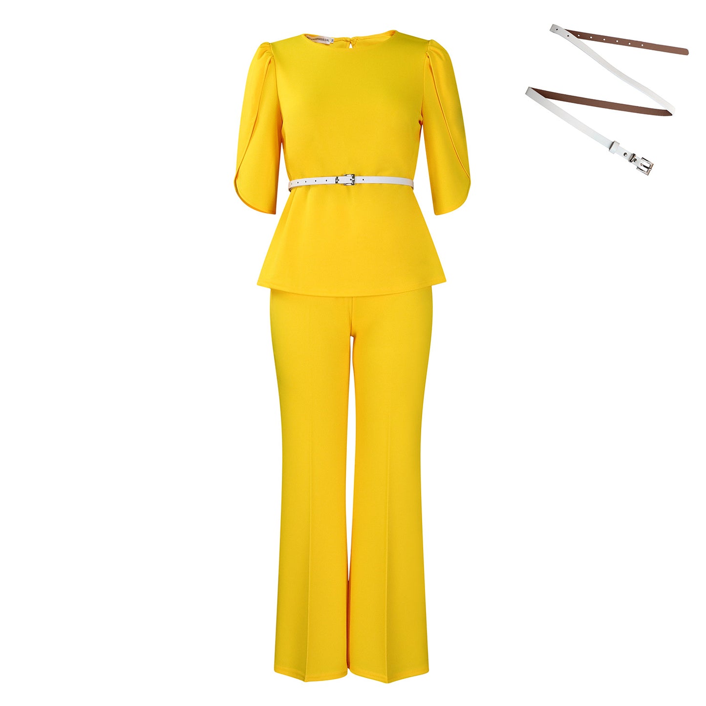 Dame Elegant Peplum-Jumpsuit med vide ben og taljeret bælte Stilla