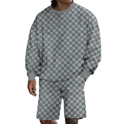 Herre afslappet sweatshirt- og shorts-sæt lavet af åndbart materiale med elastisk linning Stilla