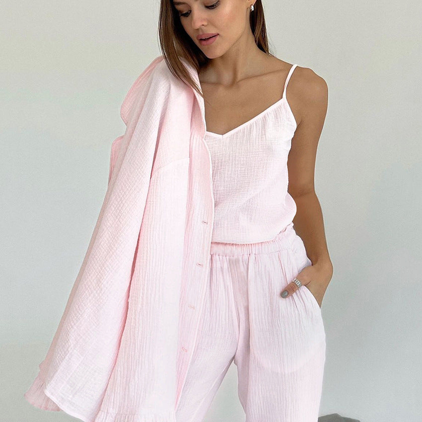 Dame afslappende loungewear-sæt med løstsiddende top og komfortable bukser Stilla