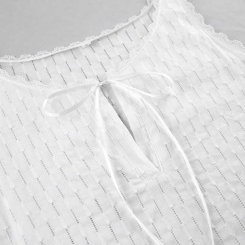 Dame afslappet sommernatkjole med fint strukturmuster og justerbare stropper Stilla