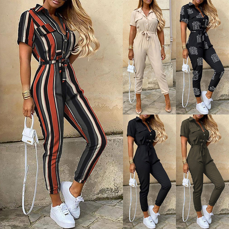 Dame moderigtigt jumpsuit med praktisk knaplukning og elastisk talje Stilla