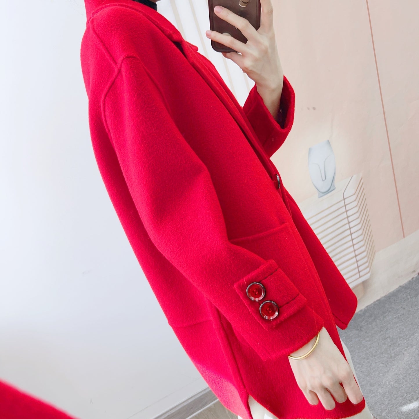 Dame Dobbelt række Uld Jakke med store lommer og elegante knapper Stilla