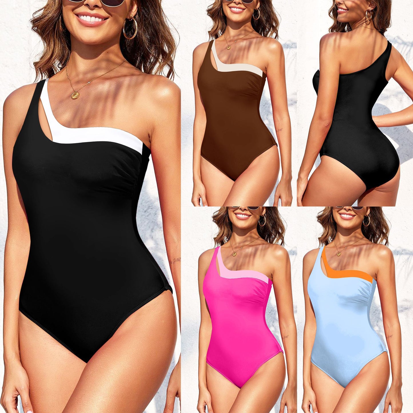 Dame Elegant heldragt med asymmetrisk stropdesign og figurformende skæring Stilla