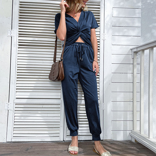 Damer stilfuld Cut-Out Jumpsuit med justerbar linning og korte ærmer Stilla
