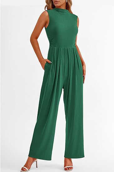 Dame Wide-Leg Jumpsuit med høj krave og sidelommer Stilla