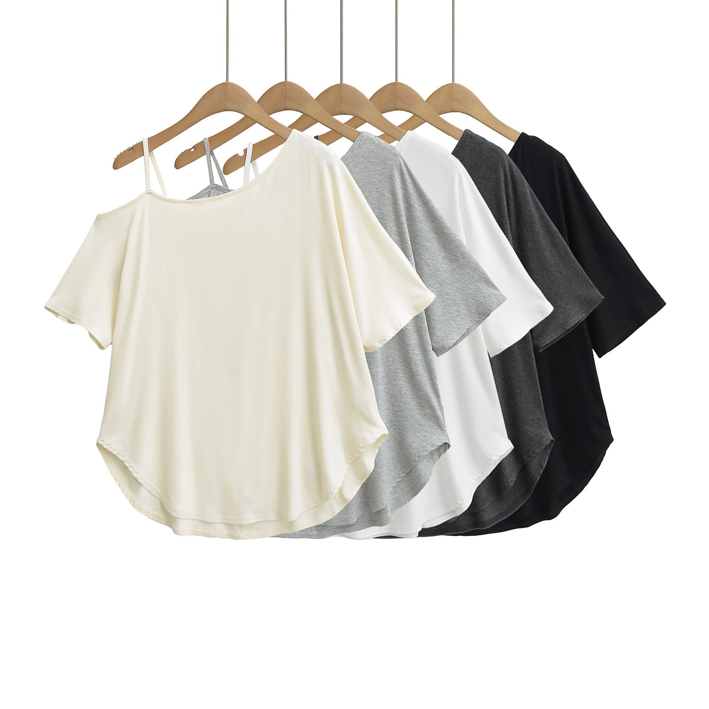 Dame elegant asymmetrisk top med specielle stropdetaljer Stilla