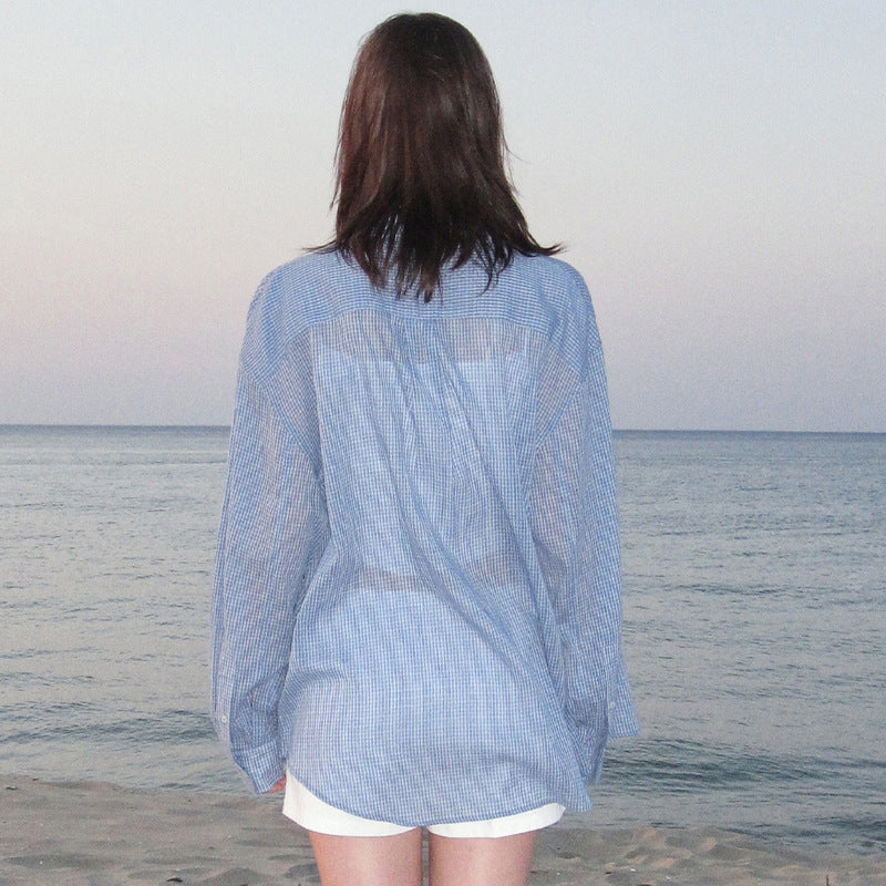 Dame afslappet rutet skjorte lavet af let materiale med løs pasform Stilla