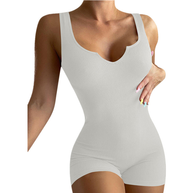 Dame figursyet Rib-Bodysuit med V-hals Stilla