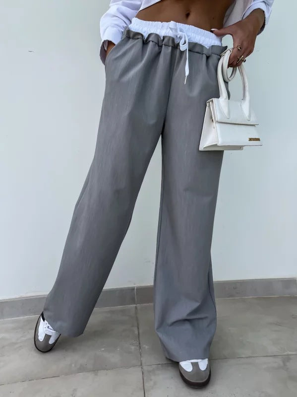 Dame afslappet cropped bluse med brede bukser stil