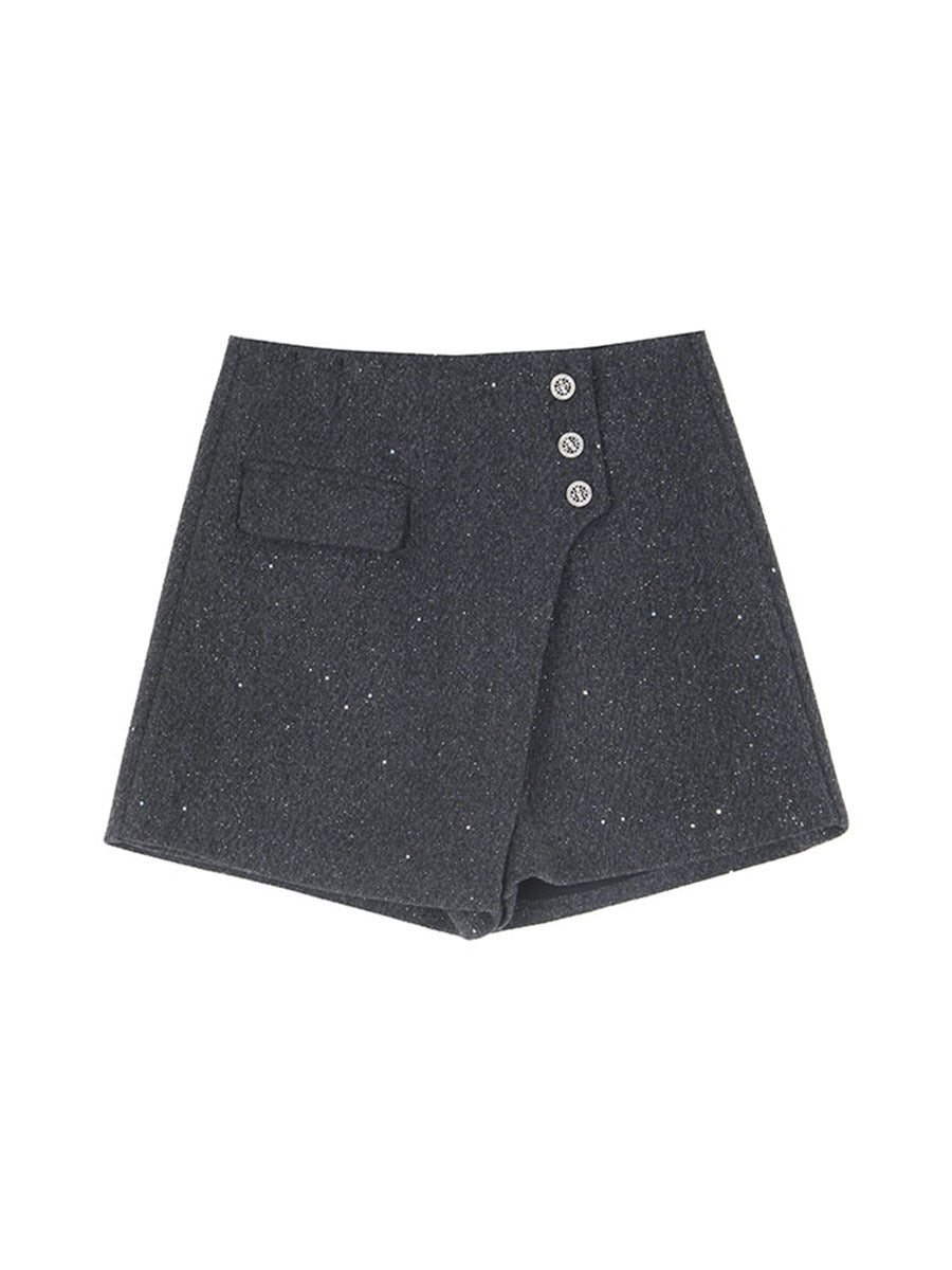 Dame afslappet mini nederdel med elegant knapdetalje og fin struktur Stilla