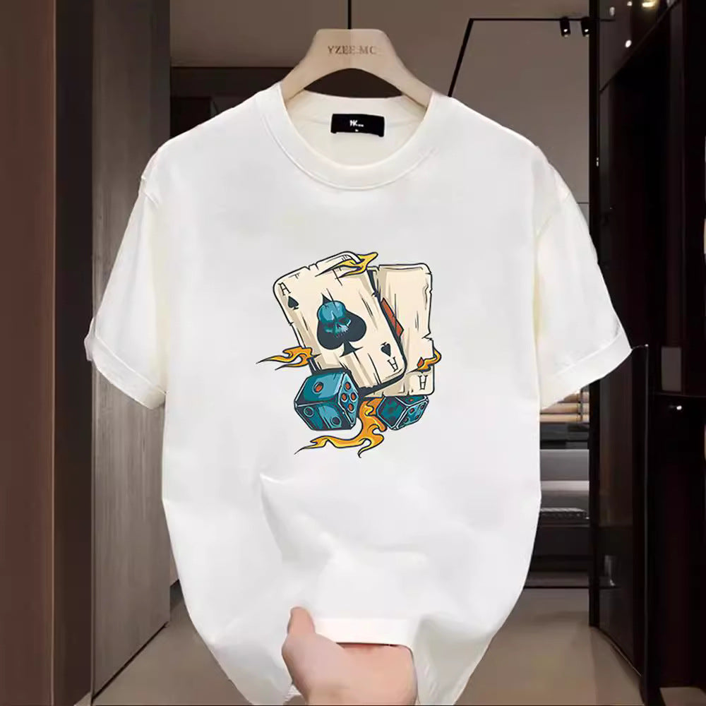 Dame T-shirt med iøjnefaldende kortdesign og kreative terninger Stilla