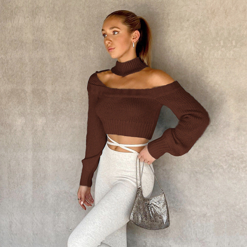 Dame Cropped Strikpullover med asymmetrisk udskæring Stilla