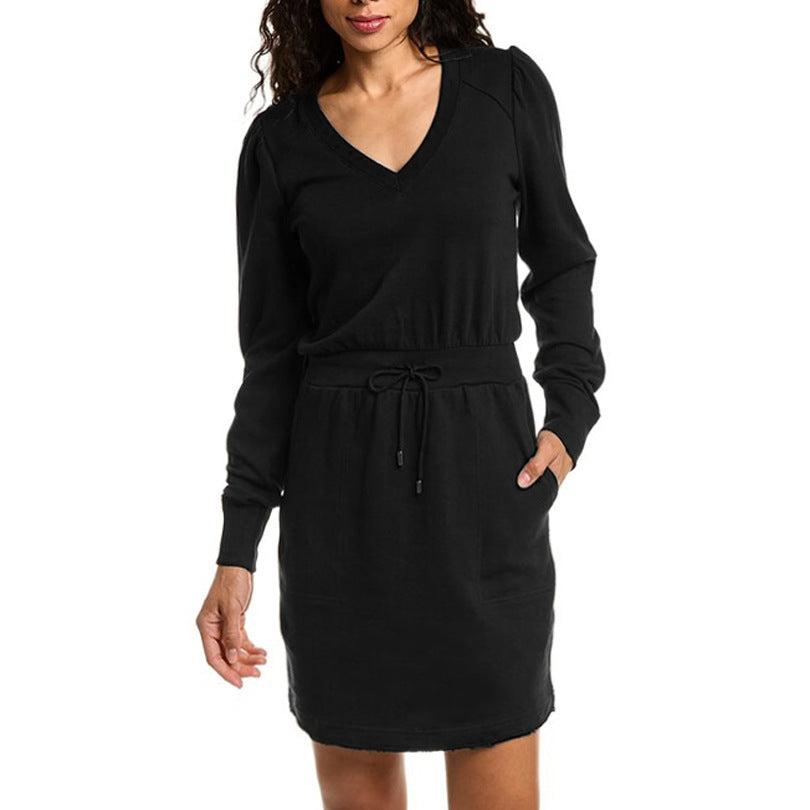 Dame afslappet kjole med V-udskæring og snøre Stilla