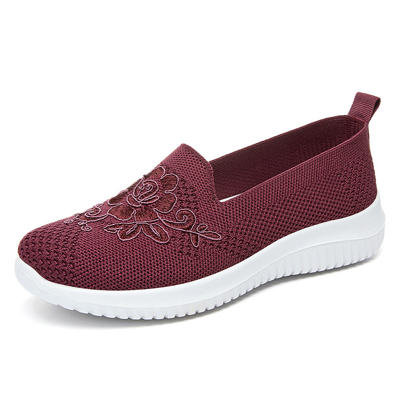 Dame Slip-On Sneakers med florale broderier og åndbart overmateriale Stilla