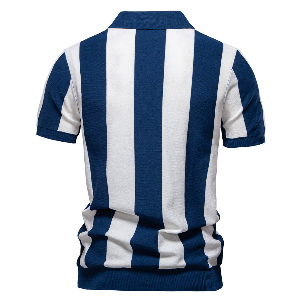 Herre Polo-Shirt med moderne lynlås og klassisk stribemønster Stilla