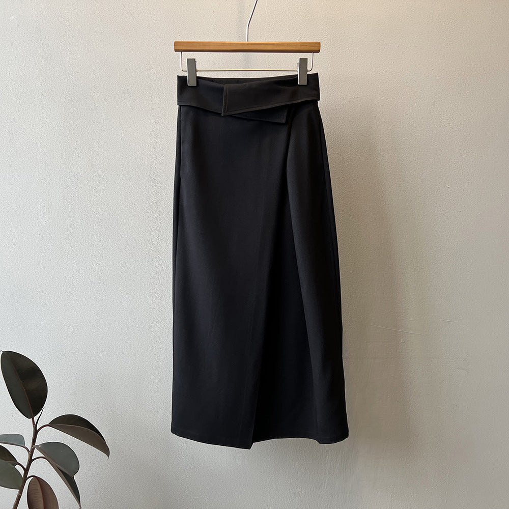 Dame elegant blyantskirt med asymmetrisk kant og høj talje Stilla