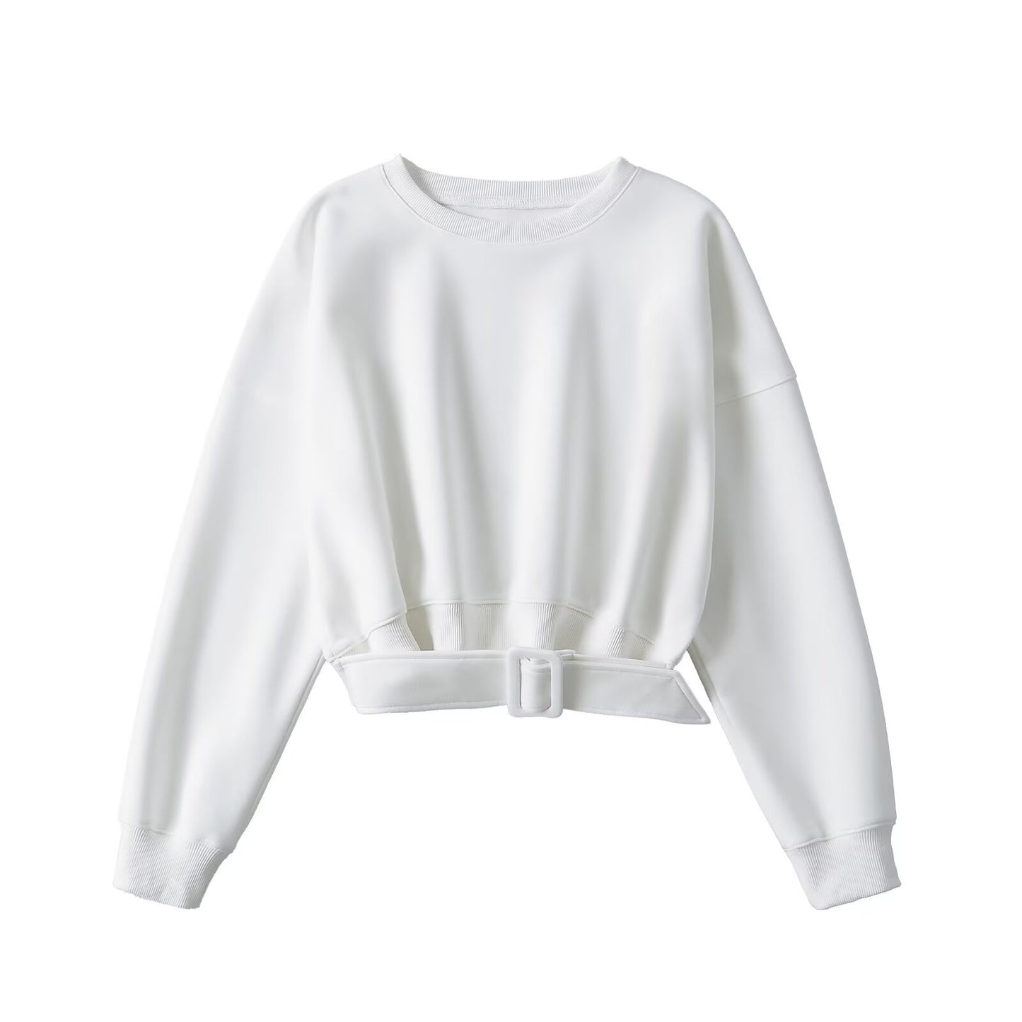 Dame Cropped Sweatshirt med afslappet pasform og moderne bælte Stilla