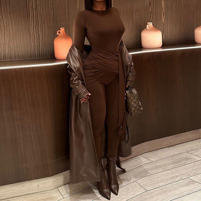 Dame Elegant Jumpsuit med draperet talje og blødt stof Stilla