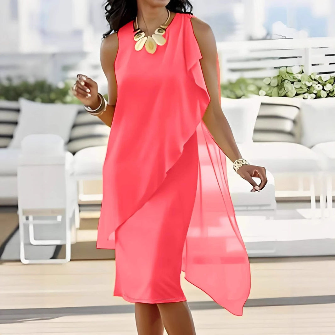 Dame Elegant Asymmetrisk Shiftkjole Stilla