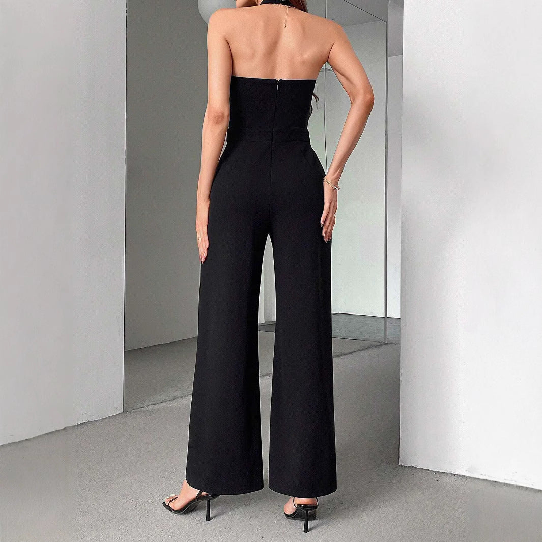 Damer Elegant Jumpsuit med sidelæns kontrastelementer Stilla