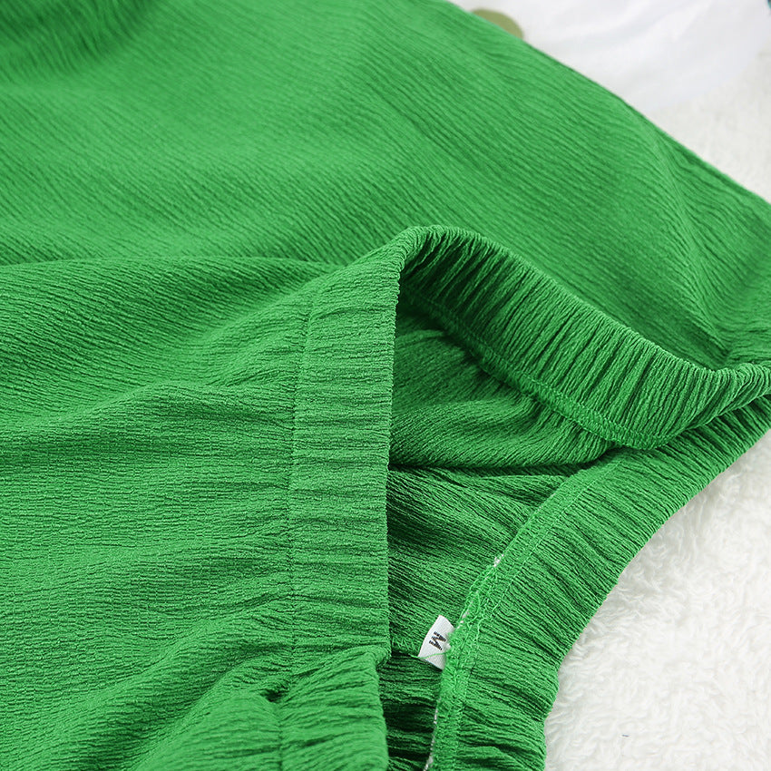 Dame afslappet oversized skjortebluse med struktureret materiale og korte ærmer Stilla