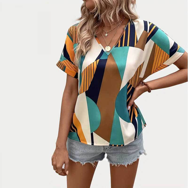 Dame Abstract Print Kortærmet Overdel Stilla