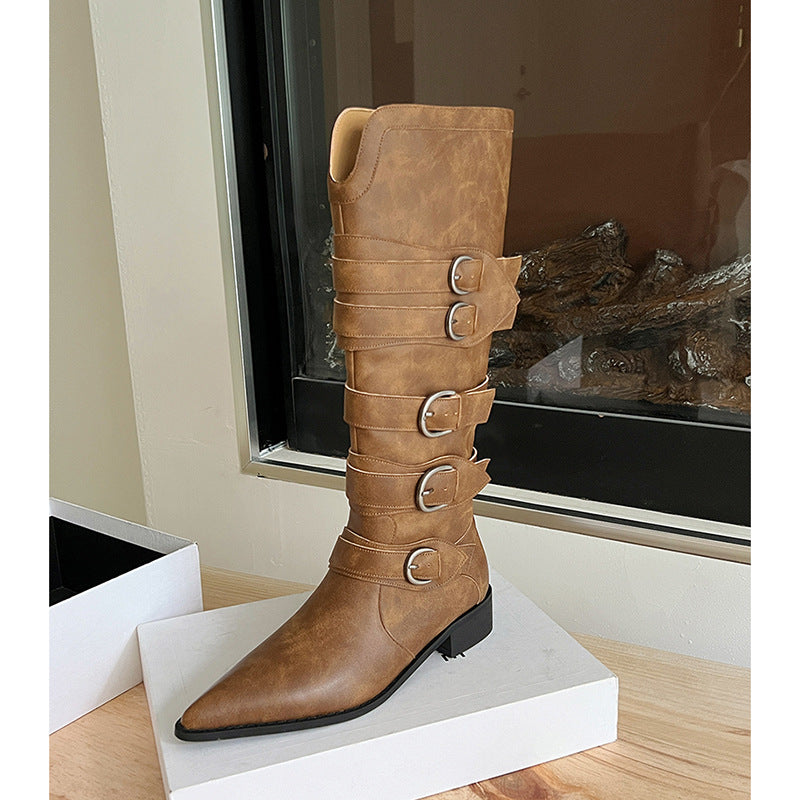 Femme Spænder High-Top Mode Støvler Stilla