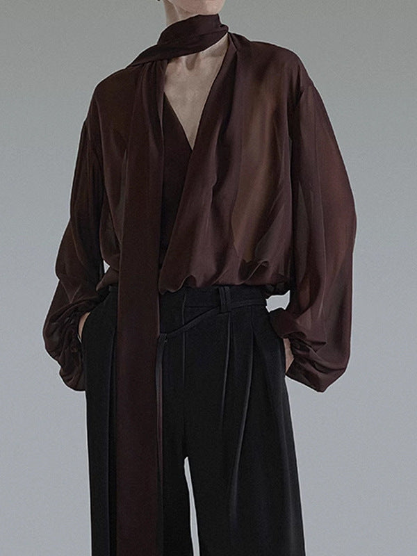 Dame elegant bluse med flydende snit og innovativt indpakningsdetalje Stilla