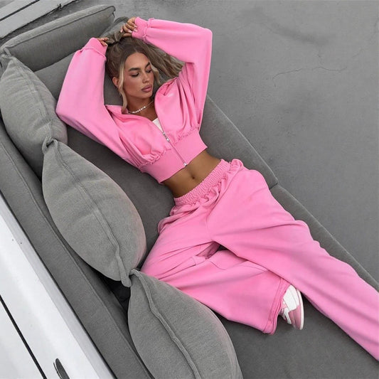 Dame afslappet og moderigtig pusset sæt med cropped top Stilla