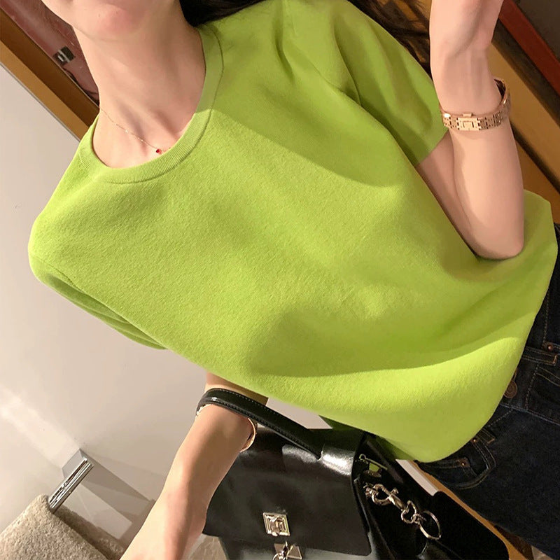 Dame afslappet bomulds overdel med minimalistisk skæring og elastisk talje Stilla